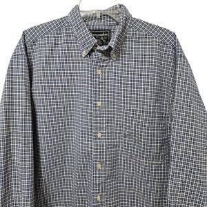 Vtg Abercrombie & Fitch Shirt Men's XL Button Down White Blue Tan Plaid Pocket